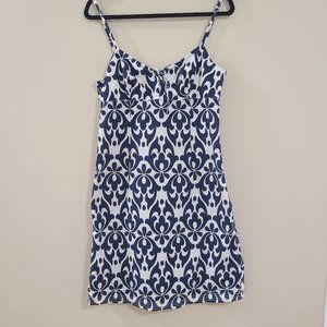 EUC TOMMY HILFIGER Navy White Damask Spaghetti Strap Sundress with Stretch